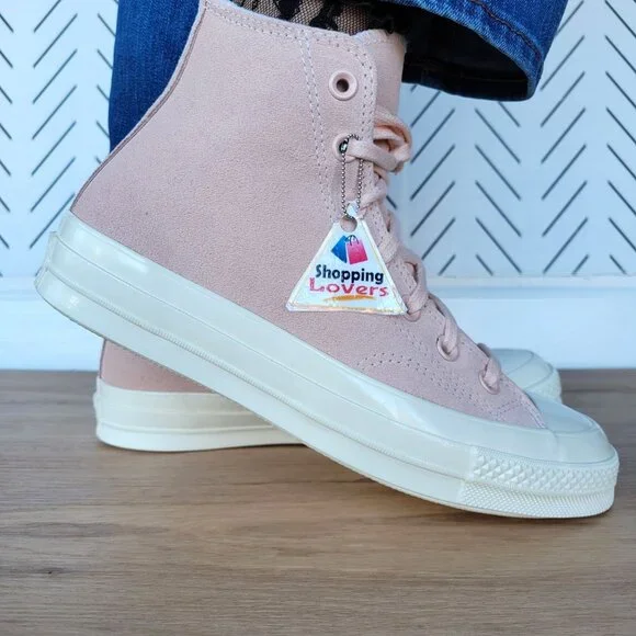❤️Converse Chuck 70 Hi Suede Pebble Pink Size 8.5 Women's Shoes Sneakers A07901C